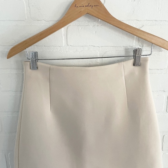 MaxMara Weekend Mini Skirt Jersey Cotton blend Stretch Hidden back zip Cream S - Picture 5 of 13